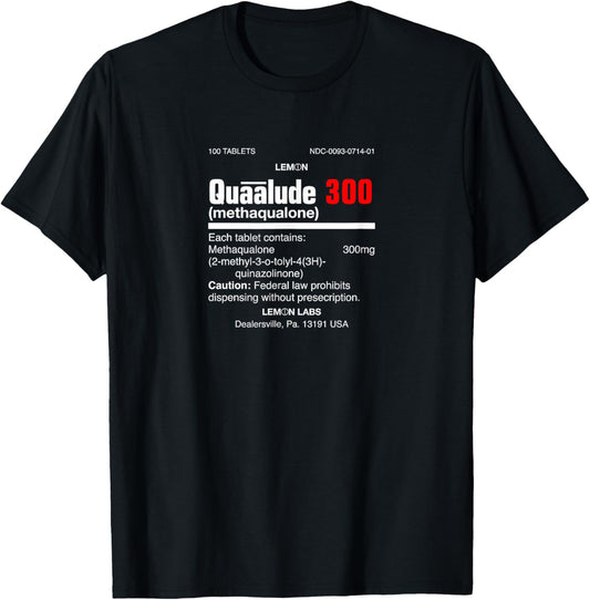 1970's Lemon Labs Quaalude 300 Label Reproduction Nostalgia T-Shirt - T-Shirt | Black