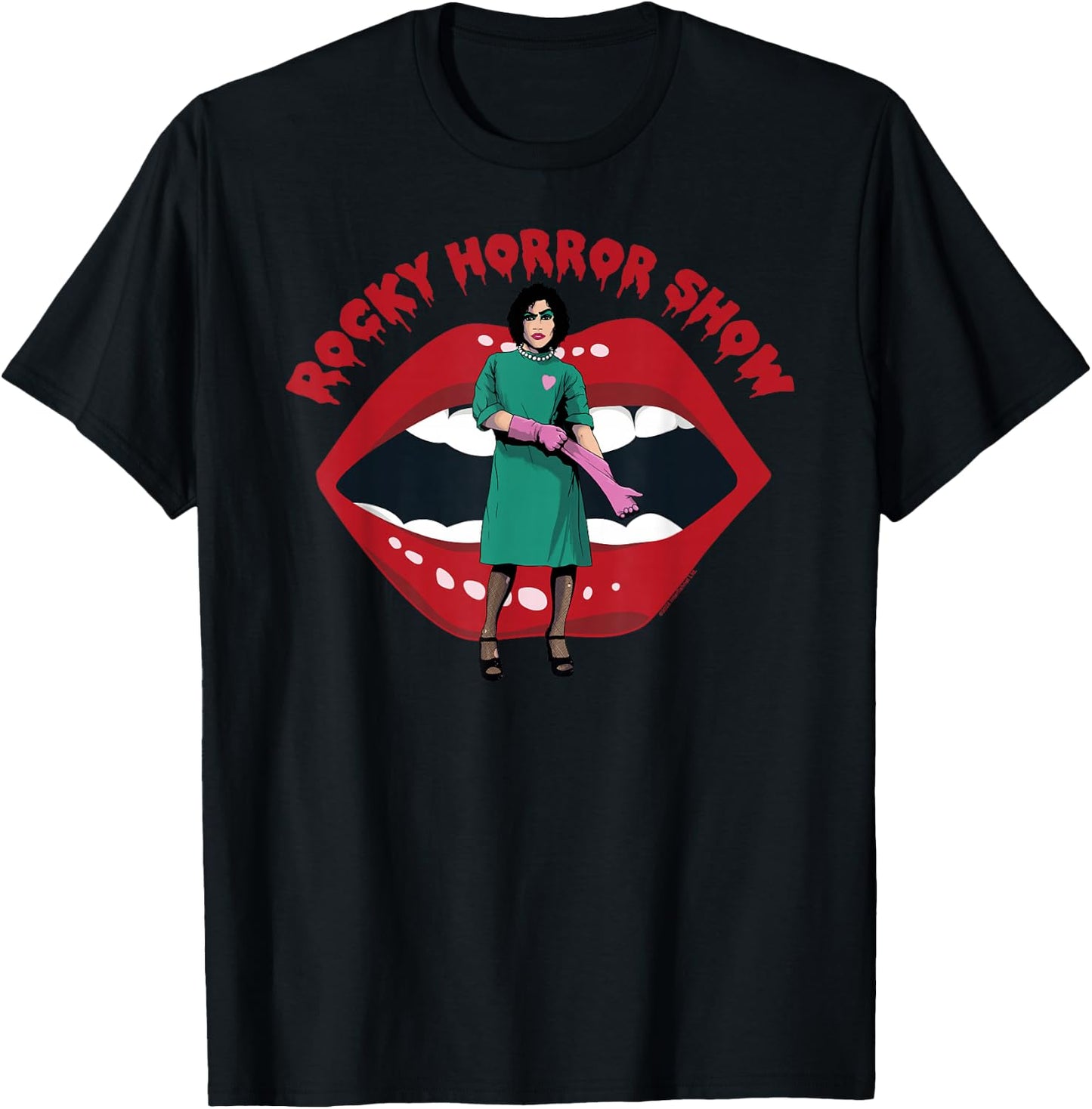 Rocky Horror Show Dr Frank N Furter Gloves Mouth Logo T-Shirt - T-Shirt | Black