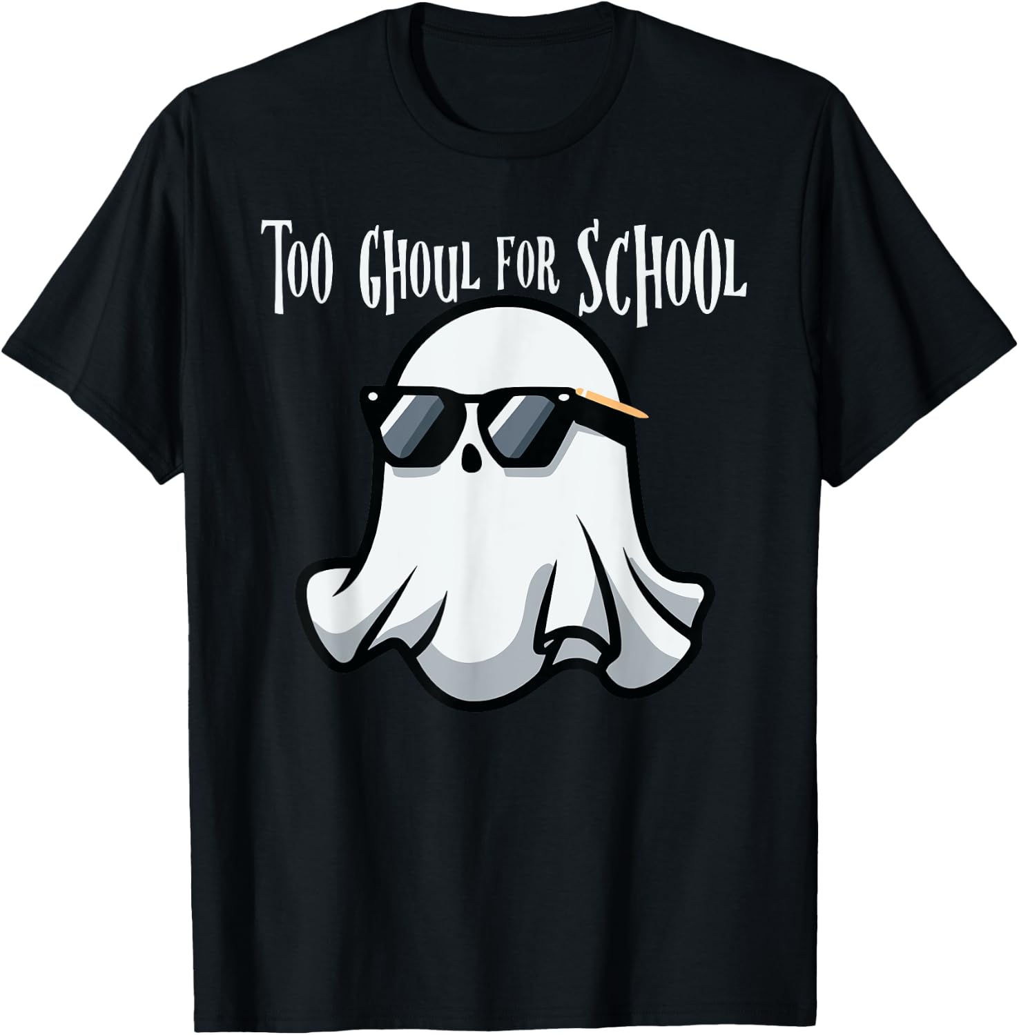 TOO GHOUL FOR SCHOOL Funny Halloween Kids Ghost T-Shirt - T-Shirt | Black