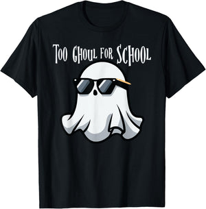 TOO GHOUL FOR SCHOOL Funny Halloween Kids Ghost T-Shirt - T-Shirt | Black