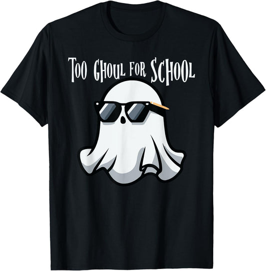 TOO GHOUL FOR SCHOOL Funny Halloween Kids Ghost T-Shirt - T-Shirt | Black