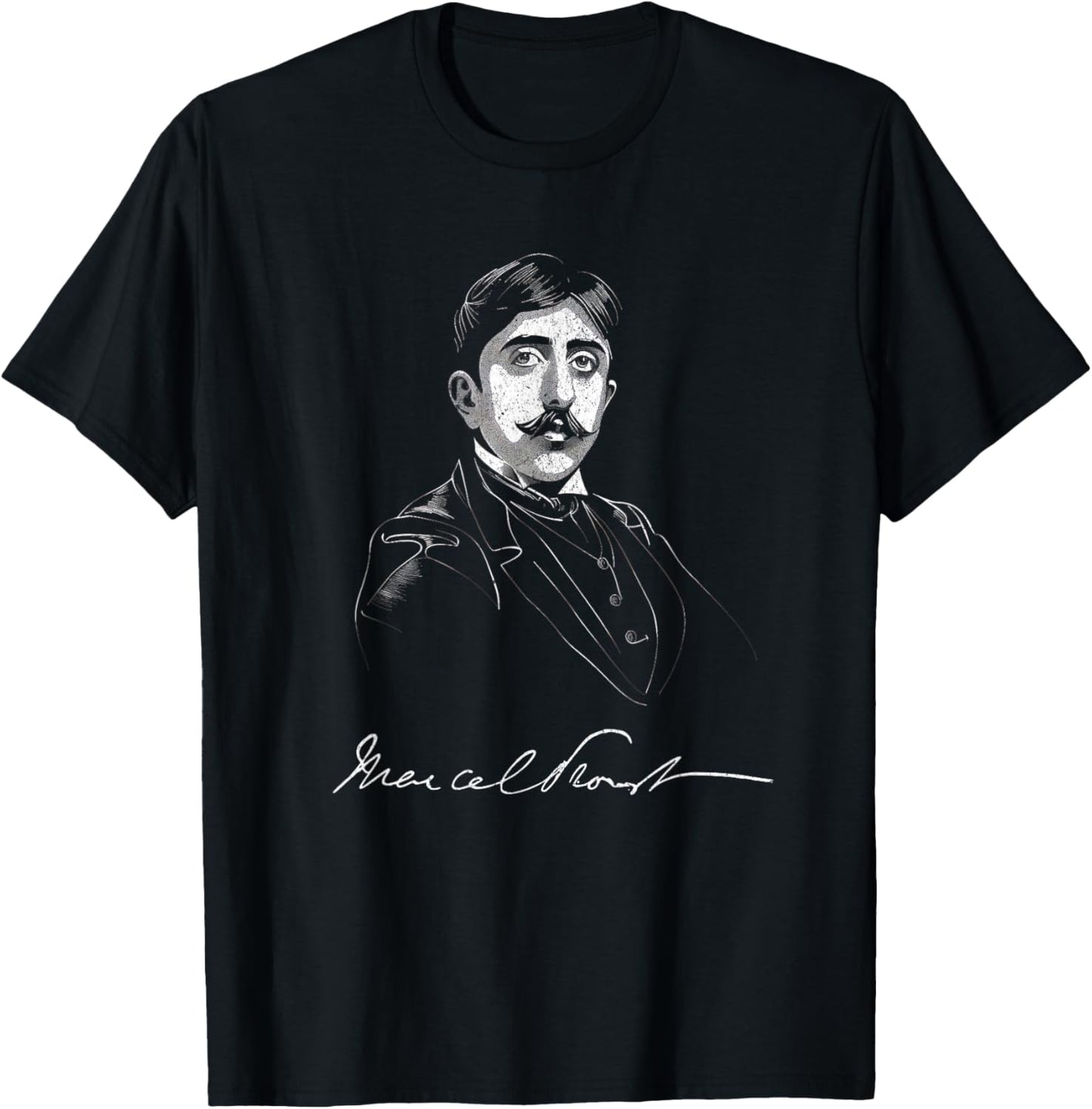 Marcel Proust with Signature For Literature Fans T-Shirt - T-Shirt | Black