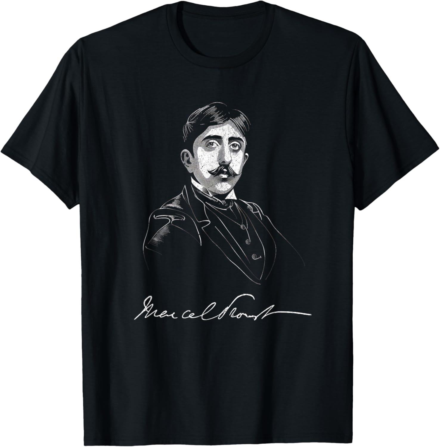 Marcel Proust with Signature For Literature Fans T-Shirt - T-Shirt | Black