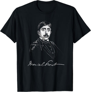 Marcel Proust with Signature For Literature Fans T-Shirt - T-Shirt | Black