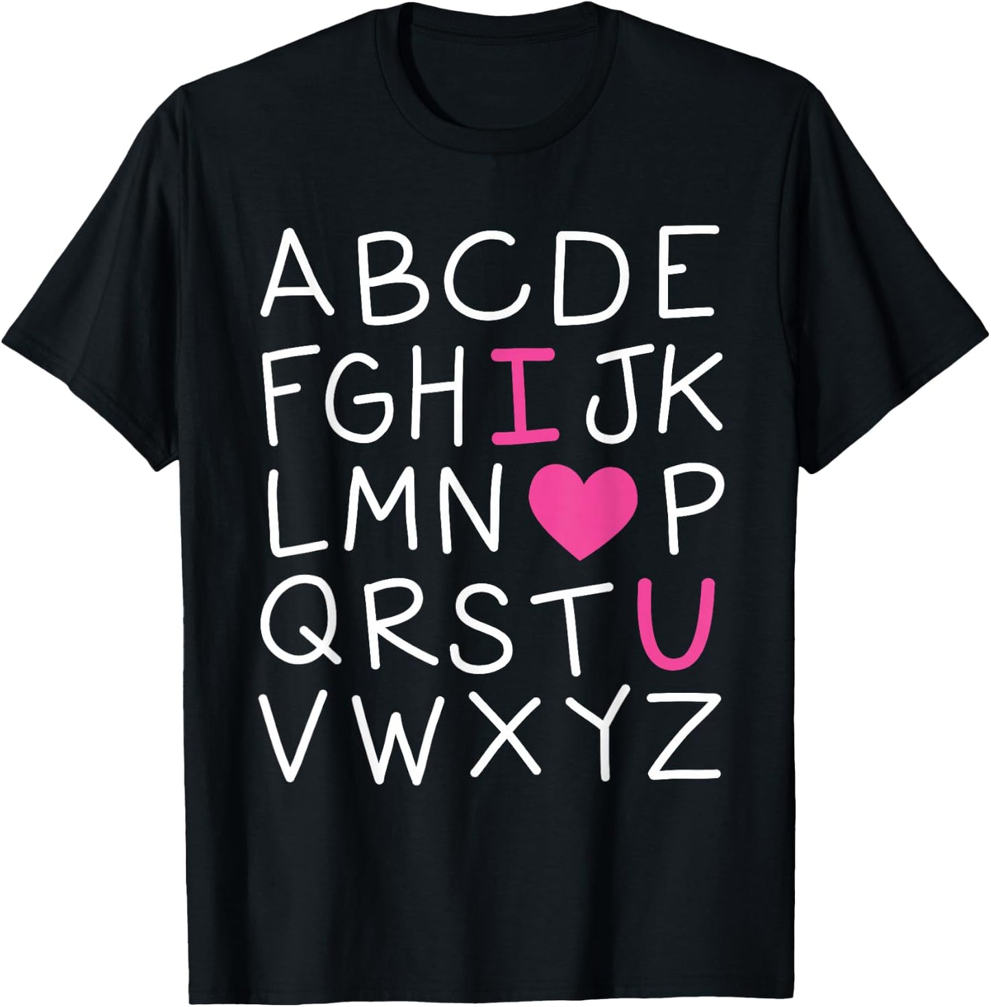 Valentines Day ABC I Love You Alphabet Teacher Girls Boys T-Shirt - T-Shirt | Black