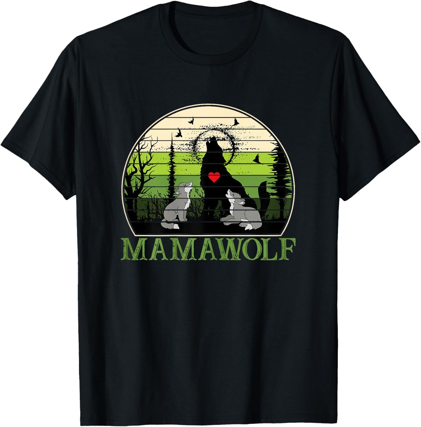 Mama Wolf Cute Mothers Day Gift Moms T-Shirt - T-Shirt | Black