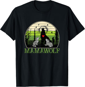 Mama Wolf Cute Mothers Day Gift Moms T-Shirt - T-Shirt | Black