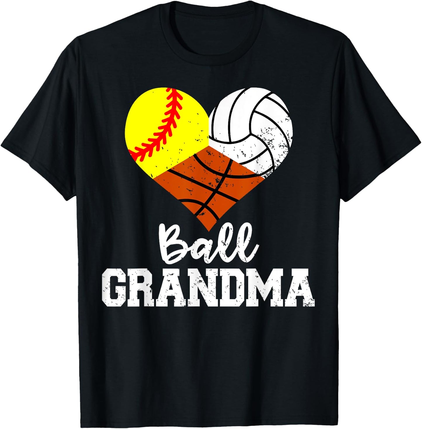 Ball Grandma Funny Softball Volleyball Basketball T-Shirt - T-Shirt | Black