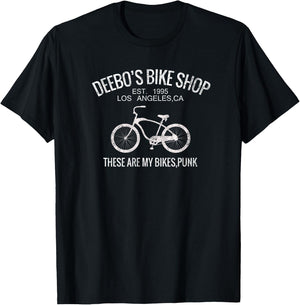 Distressed Bicycle Rider Deebo's Bike Shop Funny Parody T-Shirt - T-Shirt | Black