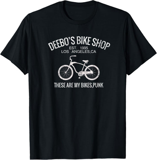 Distressed Bicycle Rider Deebo's Bike Shop Funny Parody T-Shirt - T-Shirt | Black