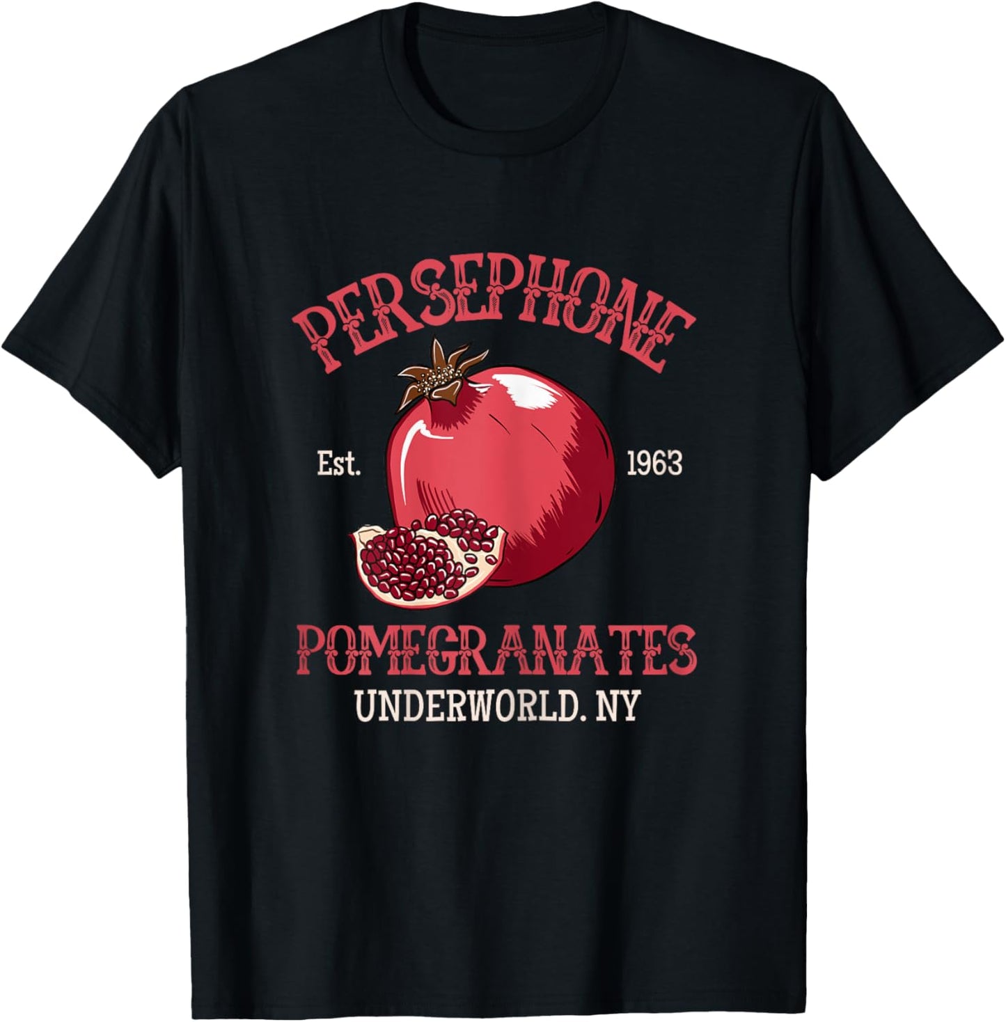 Greek Mythology Persephone's Pomegranates , Female X-Small, Black T-Shirt - T-Shirt | Black