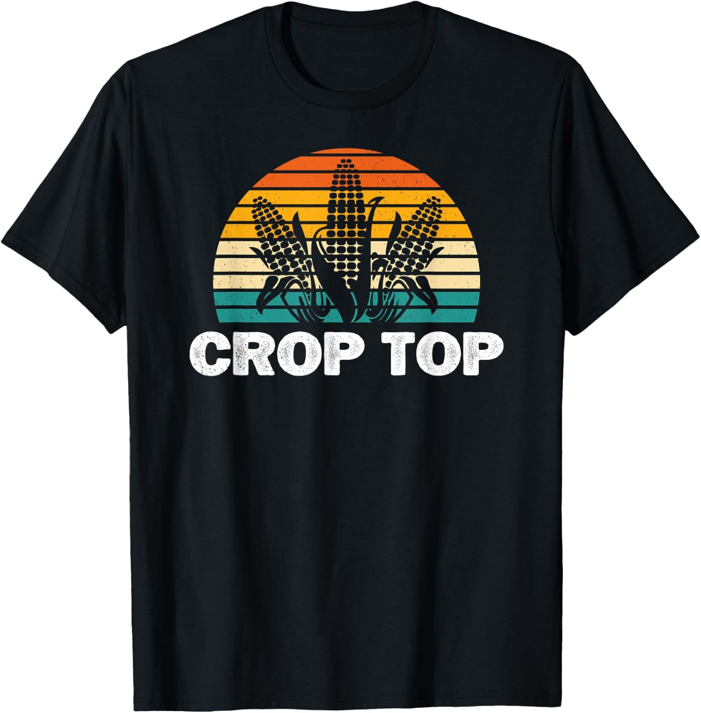 Crop Top Corn Funny Maize Corn Lover Farmer Retro T-Shirt - T-Shirt | Black