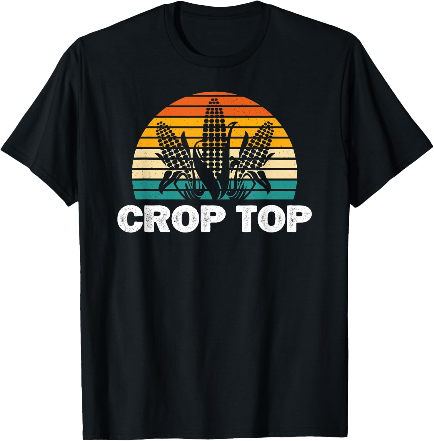 Crop Top Corn Funny Maize Corn Lover Farmer Retro T-Shirt - T-Shirt | Black