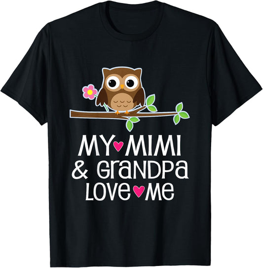 Mimi and Grandpa Love Me T-Shirt - T-Shirt | Black