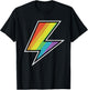 Cool Vintage Rainbow Lightning Bolt LGTBQ Pride T-Shirt - T-Shirt | Black