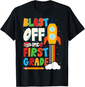 Blast Off Into 1st Grade First Day of School Kids T-Shirt - T-Shirt | Black
