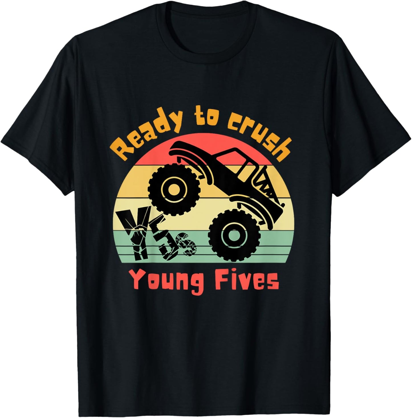 Kids Ready to Crush Young Fives First Day of Young Fives T-Shirt - T-Shirt | Black