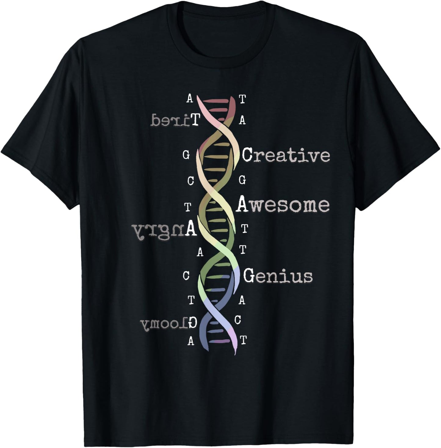 Rainbow DNA Awesome Genome Funny Science Birthday Gift T-Shirt - T-Shirt | Black