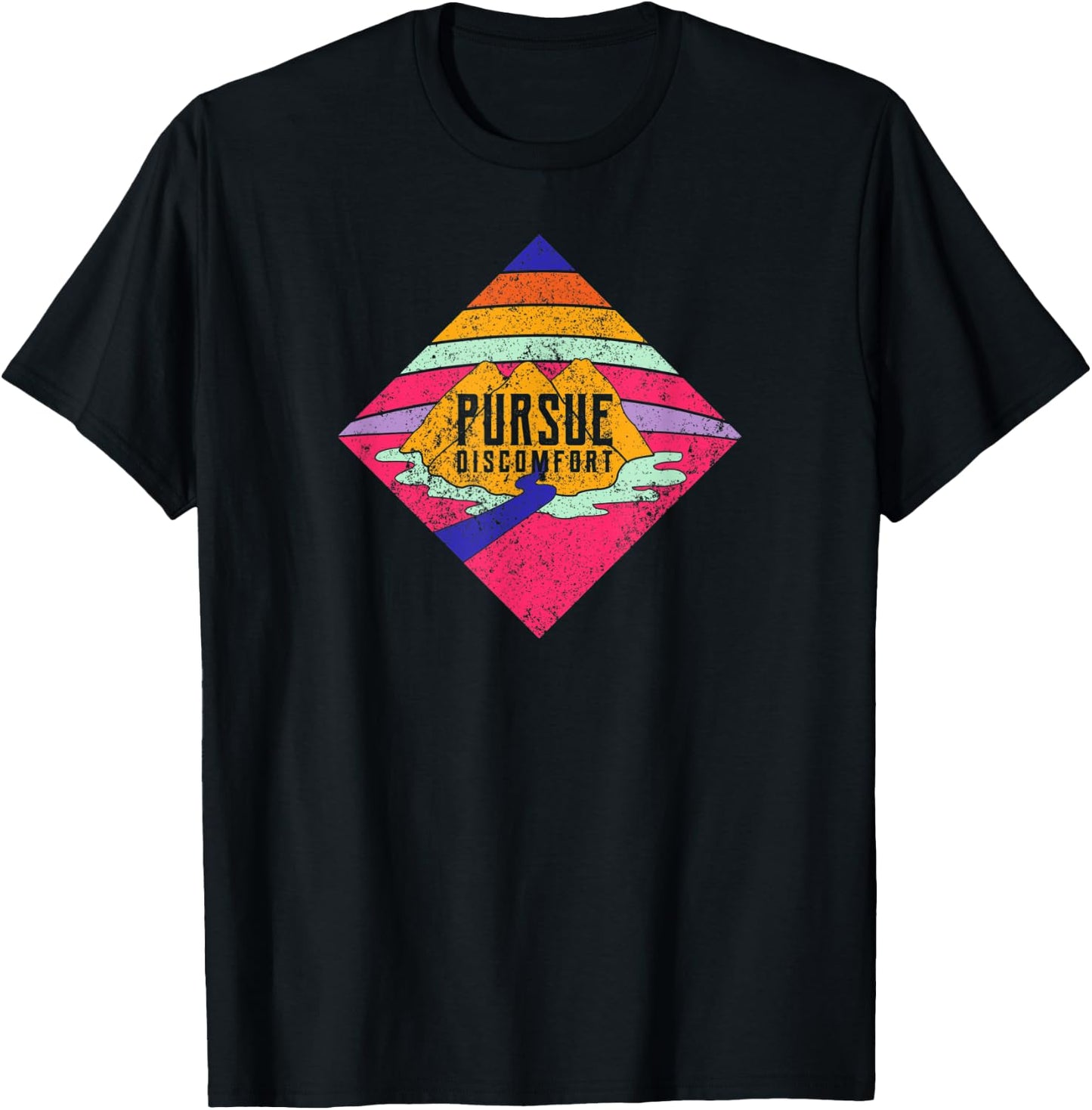 Pursue Discomfort. Quote-Personal Trainer/Coach Retro T-Shirt - T-Shirt | Black