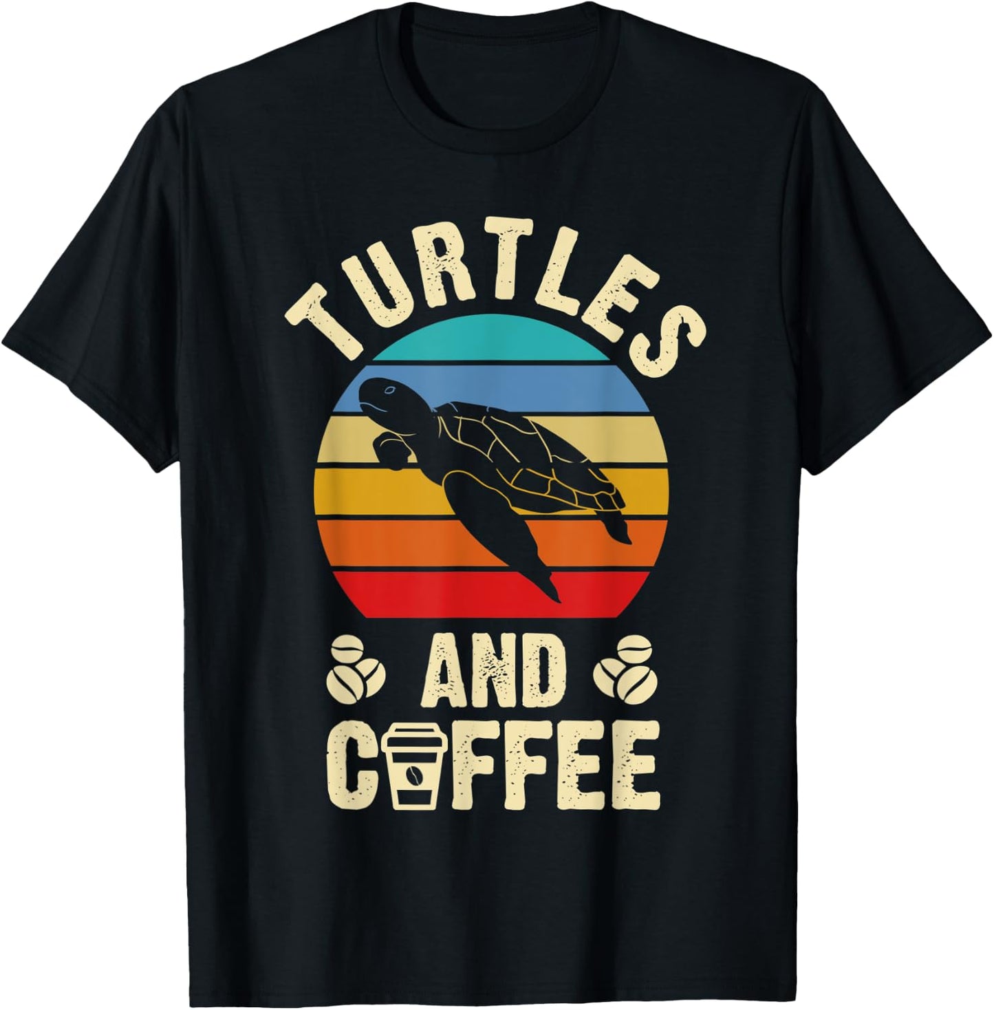I like Turtles & Coffee Funny vintage Pet theme lover gift T-Shirt - T-Shirt | Black