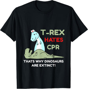T-Rex Hates CPR T-Shirt - T-Shirt | Black