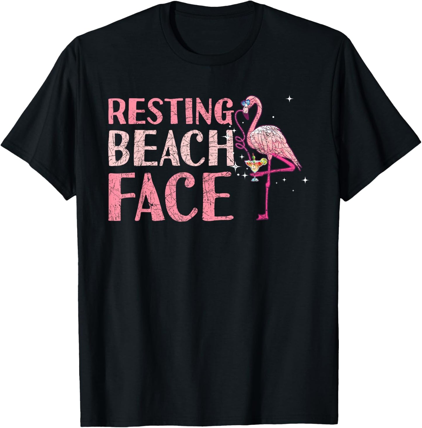Resting Beach Face Flamingo T-Shirt - T-Shirt | Black