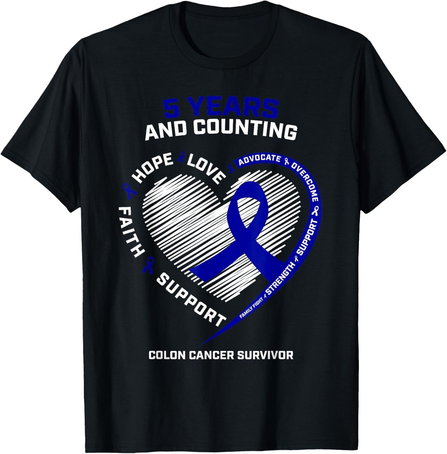 5 Years Cancer Free Colon Cancer Survivor Gifts Women Men T-Shirt - T-Shirt | Black
