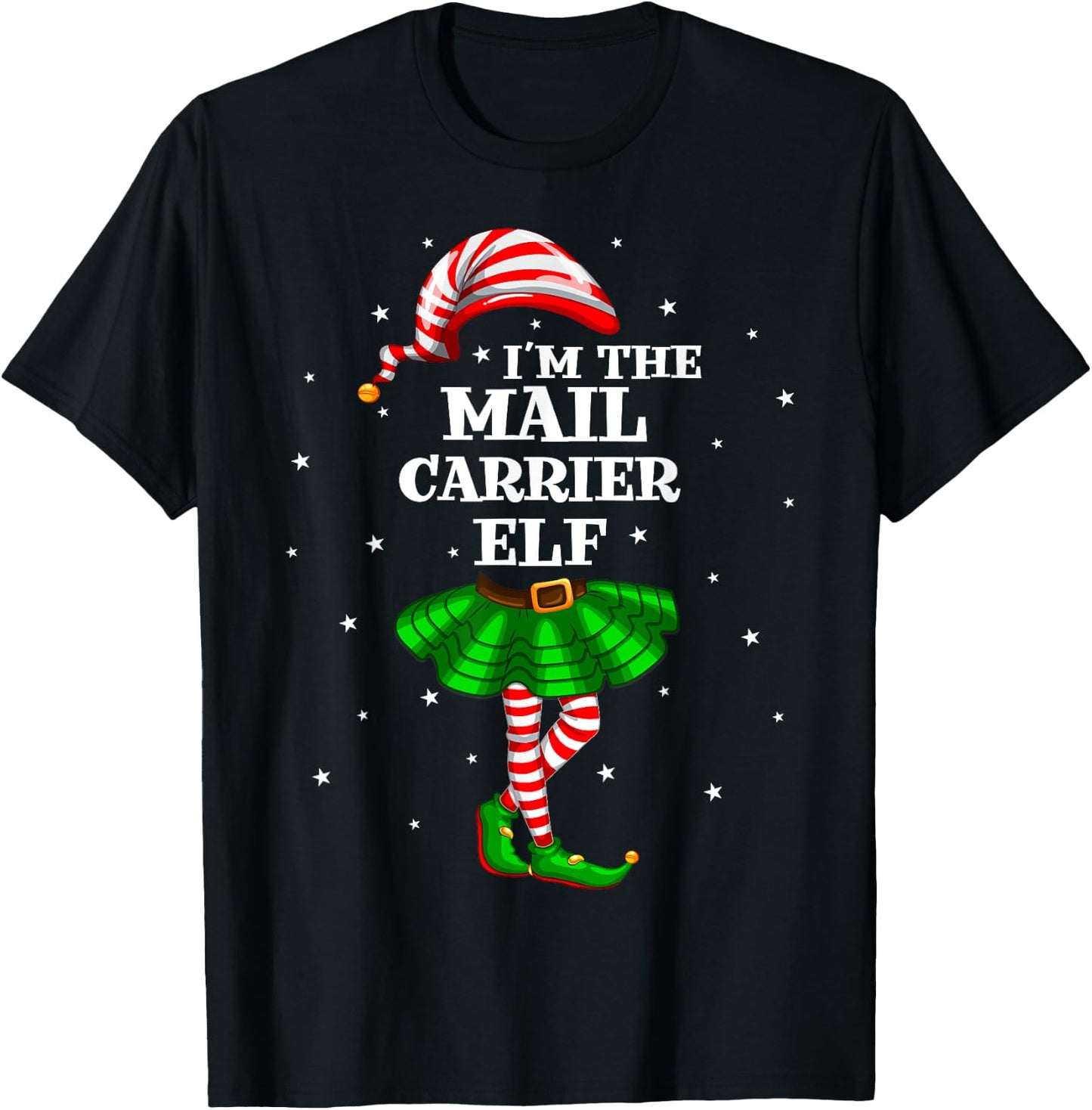 Matching Family Group Mail Carrier Elf Christmas T-Shirt - T-Shirt | Black