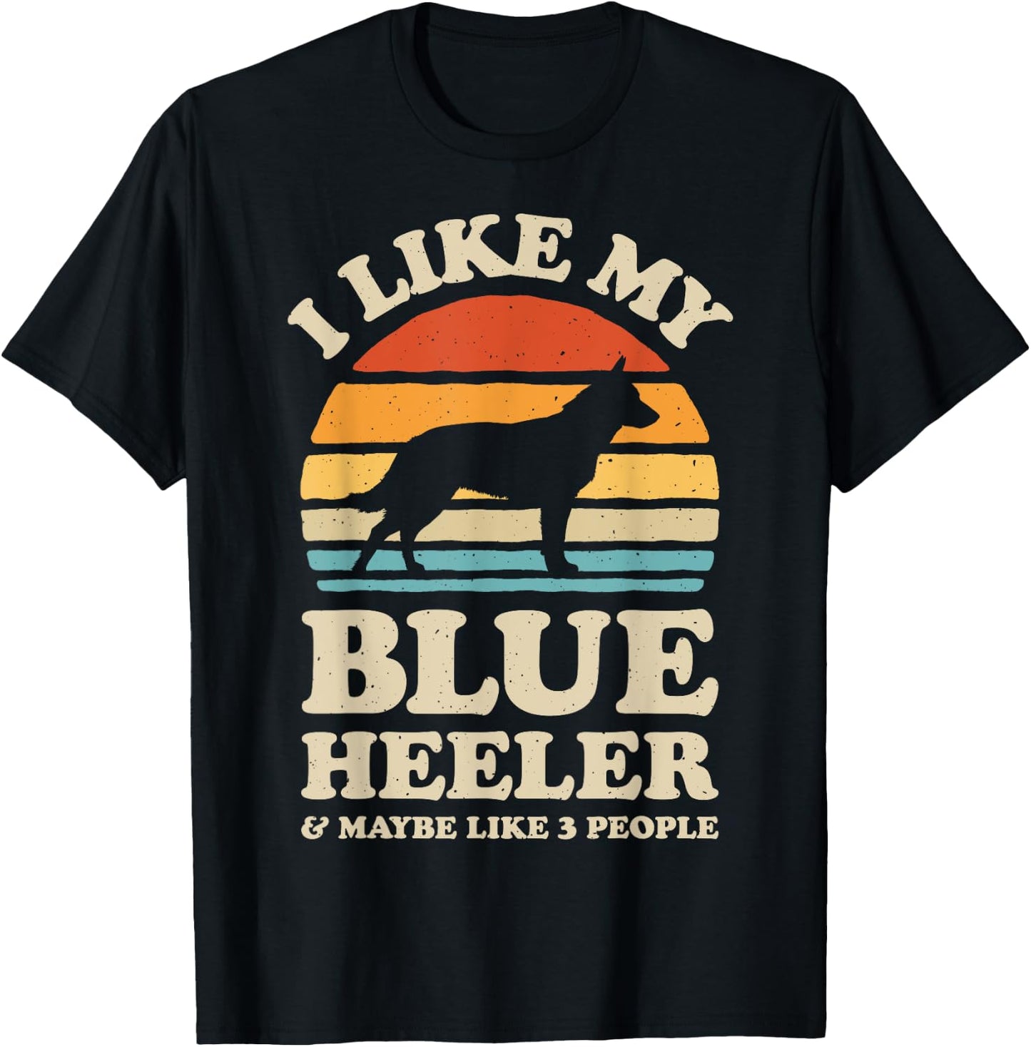 I Like My Blue Heeler Australian Cattle Dog Retro Vintage Women Girls Kids T-Shirt - T-Shirt | Black