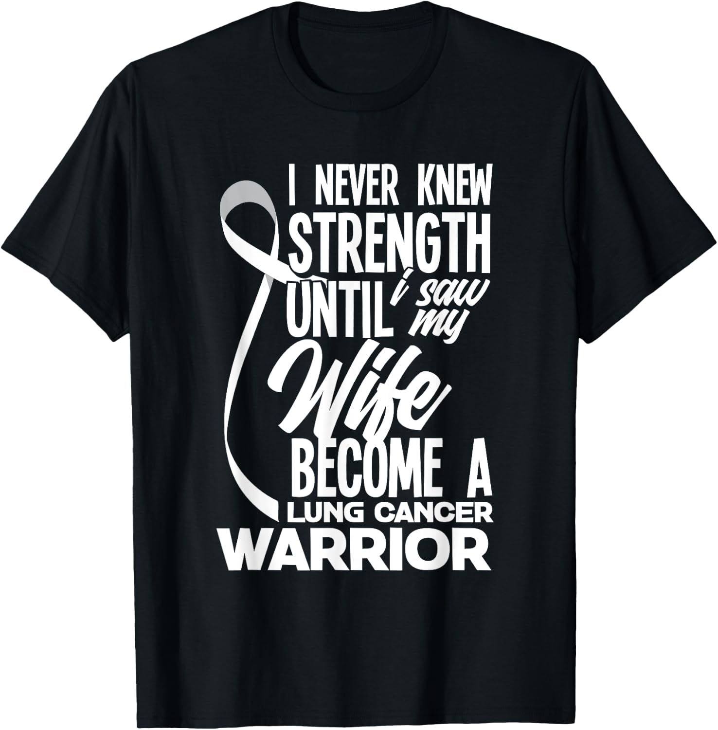 Proud Husband Of A Lung Cancer Warrior Wife Lung Cancer T-Shirt - T-Shirt | Black