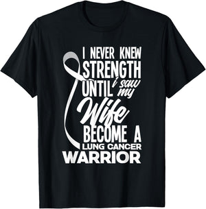Proud Husband Of A Lung Cancer Warrior Wife Lung Cancer T-Shirt - T-Shirt | Black