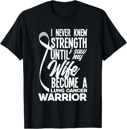 Proud Husband Of A Lung Cancer Warrior Wife Lung Cancer T-Shirt - T-Shirt | Black