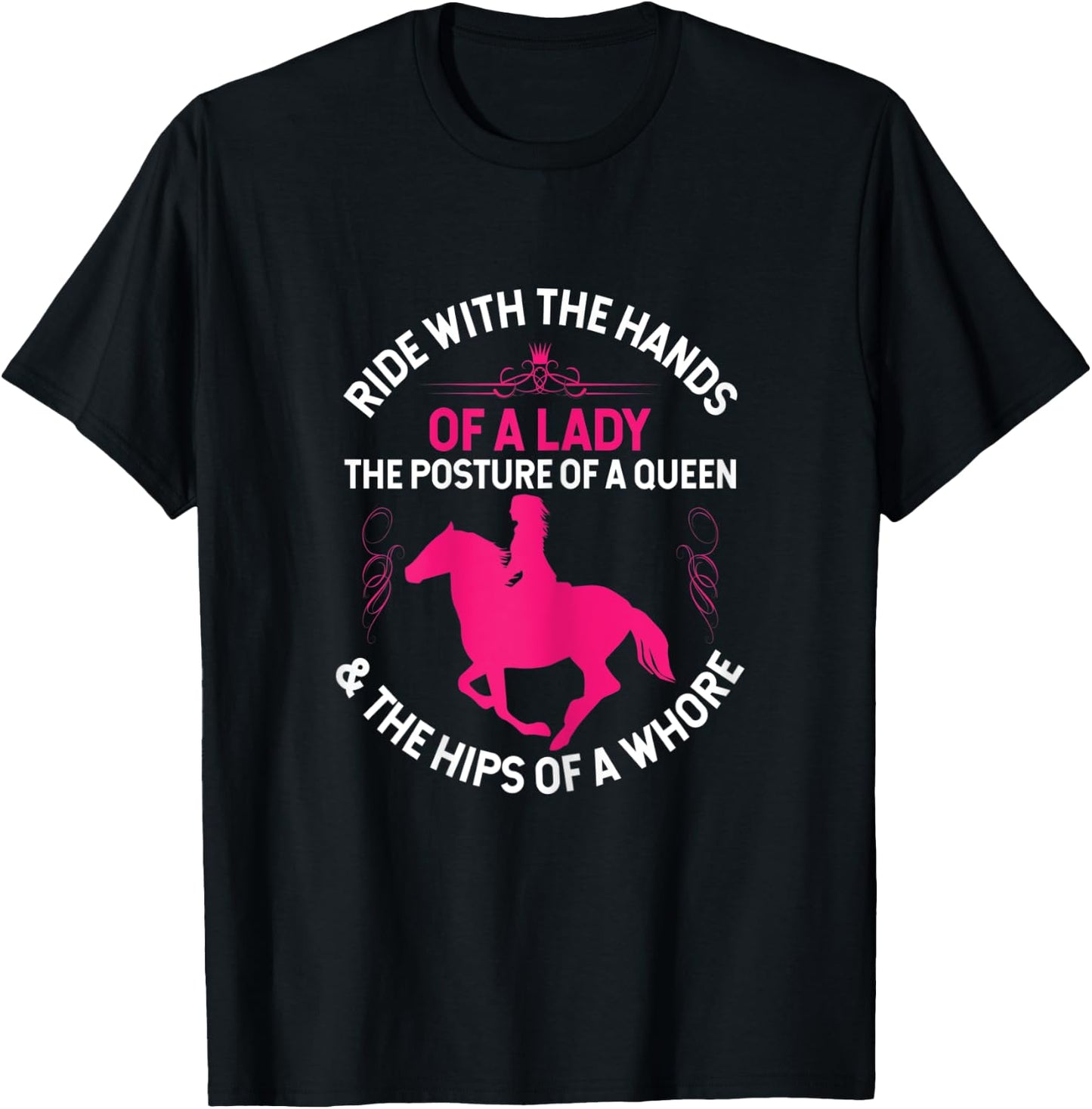 Ride With the Hands of a Lady - Funny Horse Western Riding T-Shirt - T-Shirt | Black