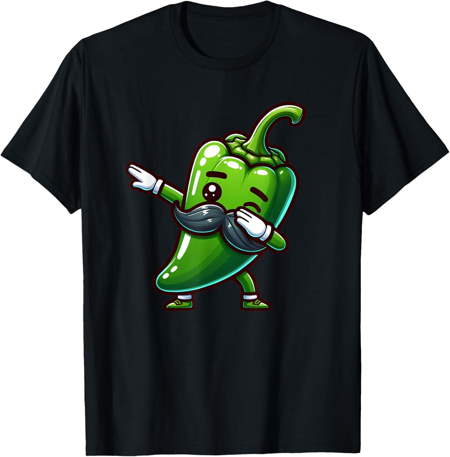 Dabbing Jalapeno Pepper Mustache Cinco de Mayo Boy Girl Kids T-Shirt - T-Shirt | Black