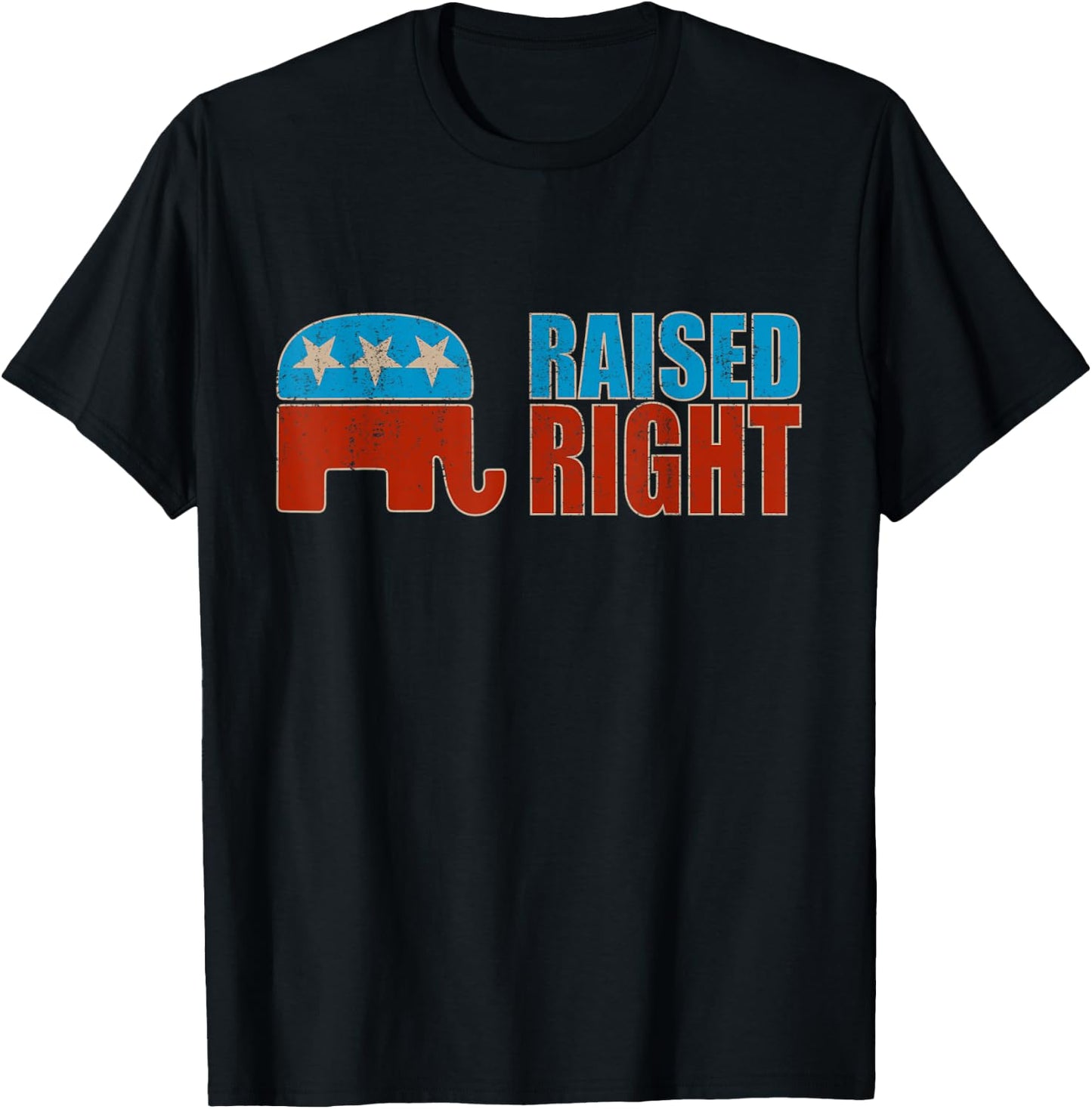 Raised Right Trump 2020 Republican Conservative T-Shirt - T-Shirt | Black