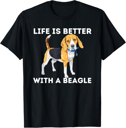 Life Is Better With A Beagle - Beagle Dog Lover Pet Owner Men Women Girls Kids T-Shirt - T-Shirt | Black