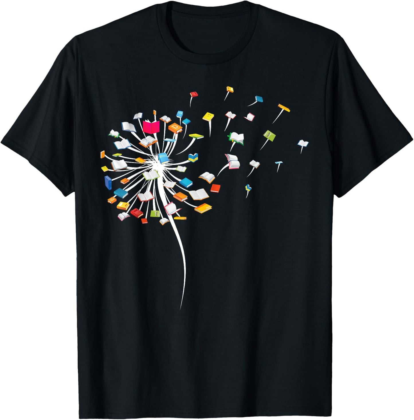 Funny Dandelion Books Gift Reading Lover Women Girls Small T-Shirt - T-Shirt | Black