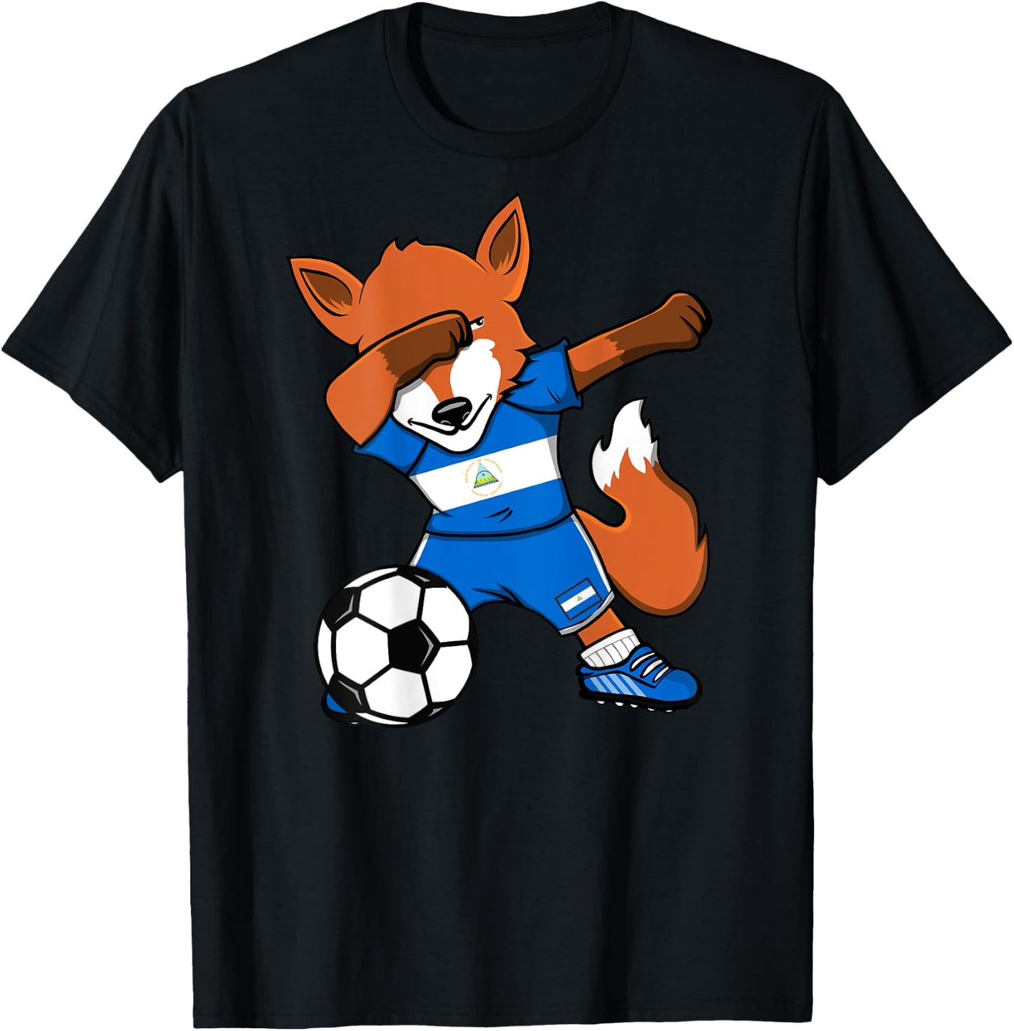 Dabbing Fox Nicaragua Soccer Fans Jersey Nicaragua Football T-Shirt - T-Shirt | Black