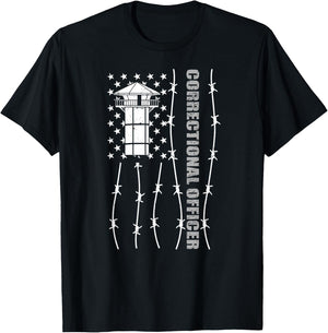 American Flag Correctional Officer - Corrections USA Flag T-Shirt - T-Shirt | Black