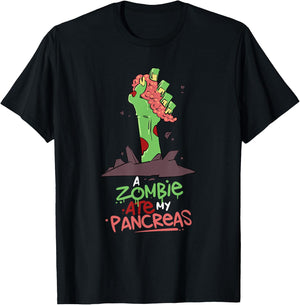 A Zombie Ate My Pancreas Type 1 Diabetes T1D Awareness T-Shirt - T-Shirt | Black