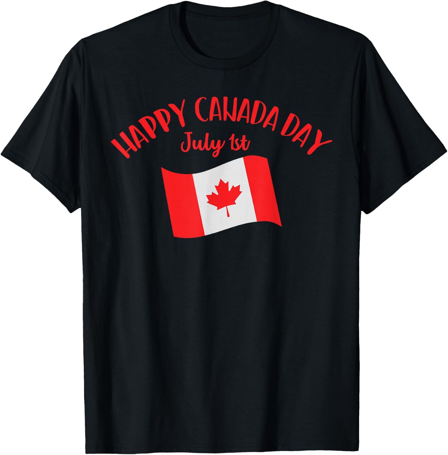 Happy Canada Day Shirt Funny Canadian Flag Maple Patriotic T-Shirt - T-Shirt | Black
