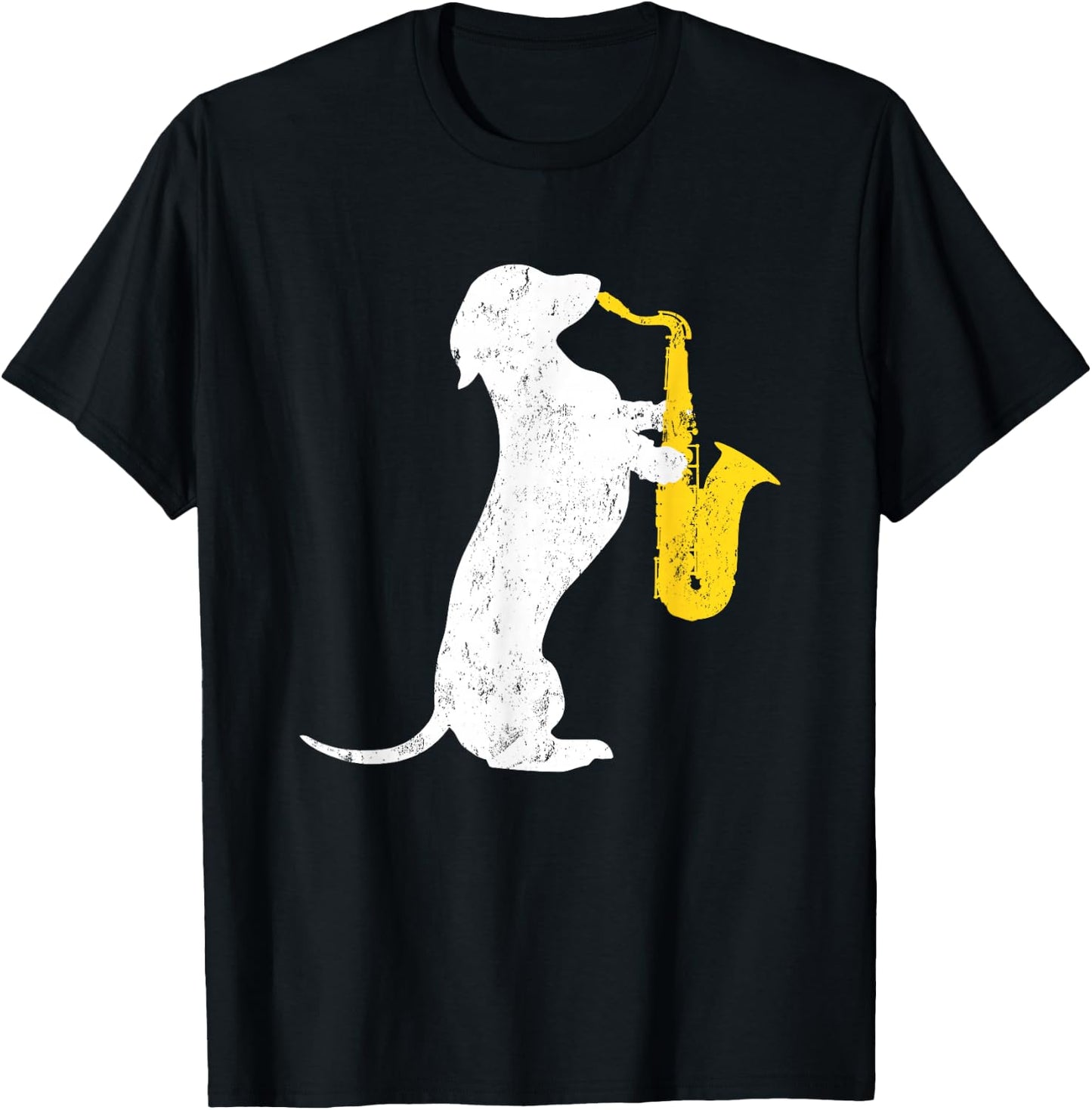Dachshund Dog Lover Funny Dachshund Playing Saxophones Men Women Girls Kids T-Shirt - T-Shirt | Black