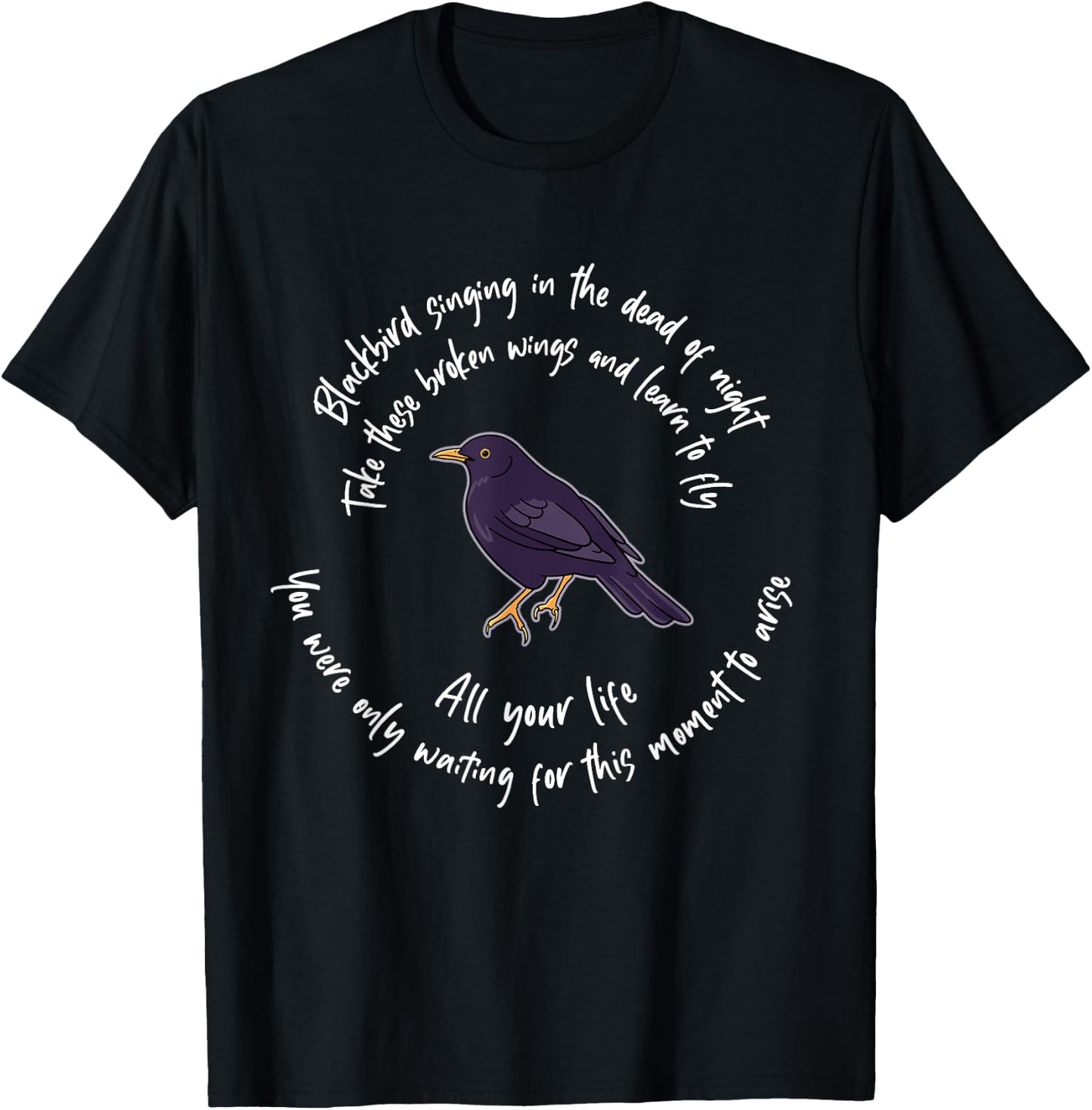 Blackbird Singing Bird Wings Microphone Singer Lyrics Artist T-Shirt - T-Shirt | Black