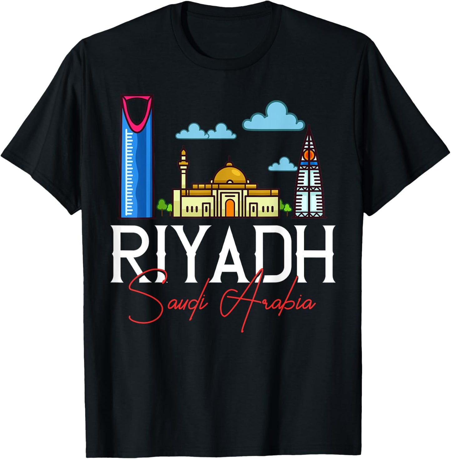 Riyadh Saudi Arabia City Skyline Map Travel T-Shirt - T-Shirt | Black