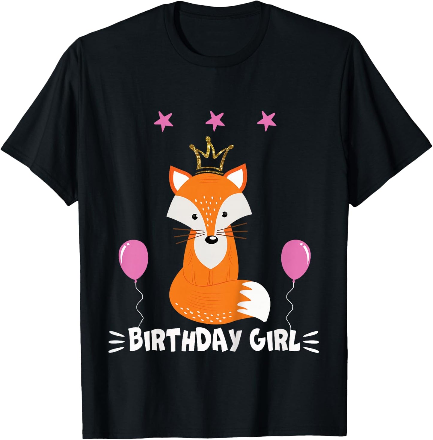 Birthday Girl Party Animal shirt Cool Cute Fox T-Shirt - T-Shirt | Black