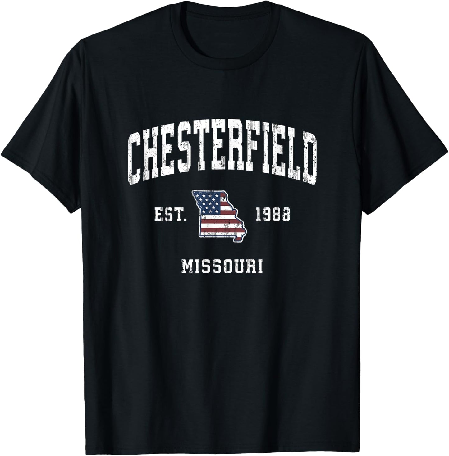Chesterfield Missouri MO Vintage American Flag Sports Design T-Shirt - T-Shirt | Black