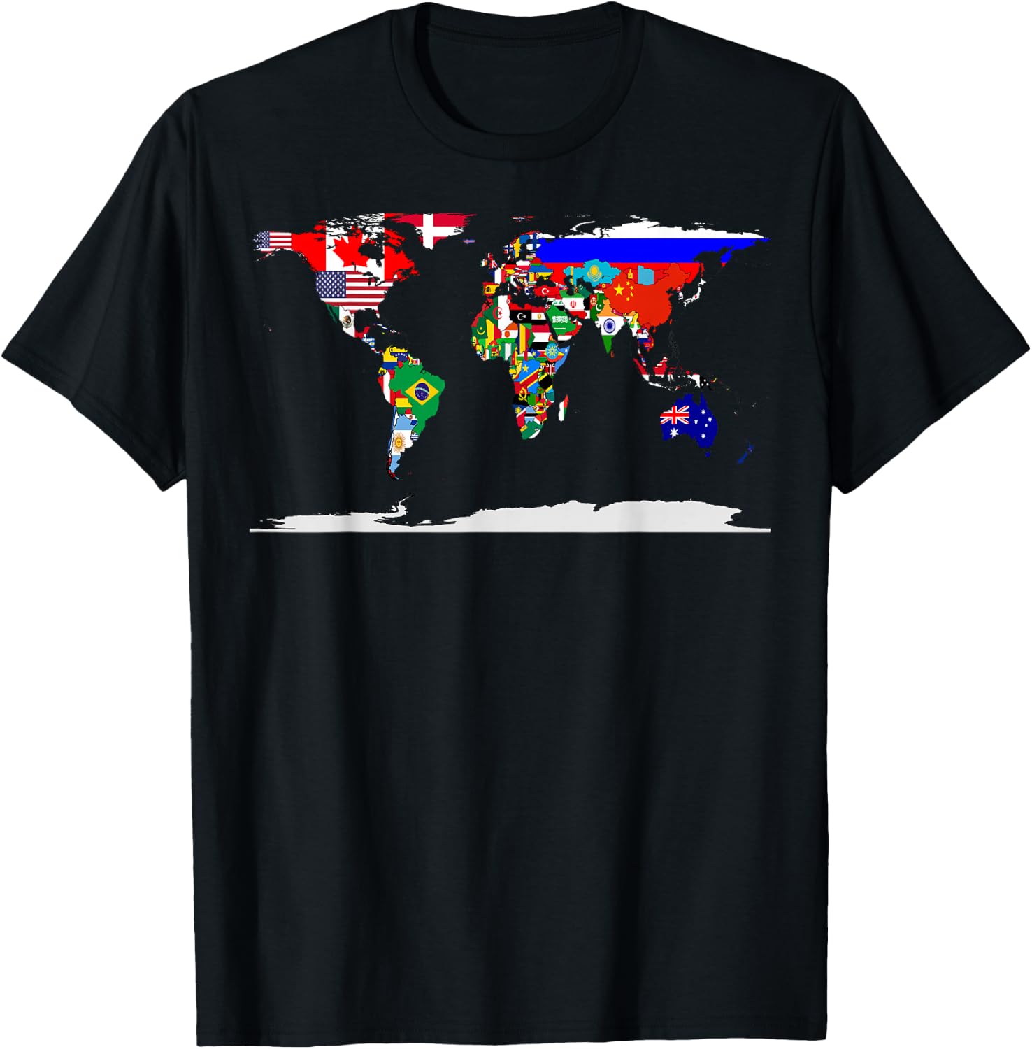 Map of The World and Flags of The Countries of The World T-Shirt - T-Shirt | Black