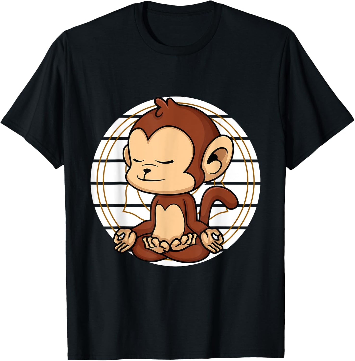 Cute Monkey Meditating Chakra Yoga Meditation Namaste T-Shirt - T-Shirt | Black
