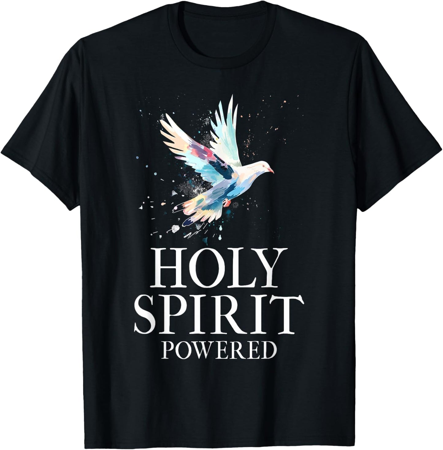 Christian White Dove Bird Watercolour Holy Spirit T-Shirt - T-Shirt | Black