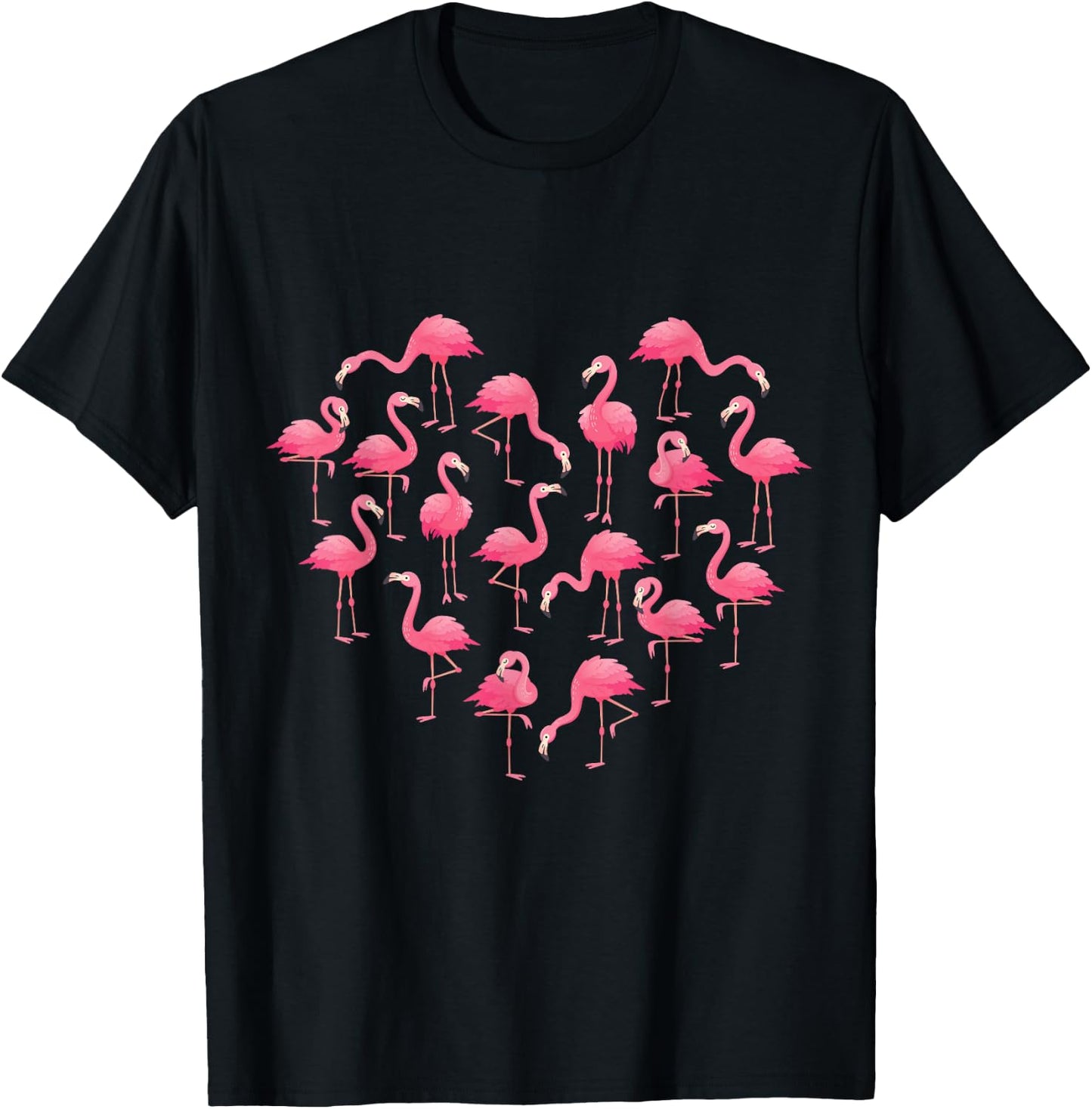 Pink Flamingo Heart love Girls Kids Cute Flamingo T-Shirt - T-Shirt | Black